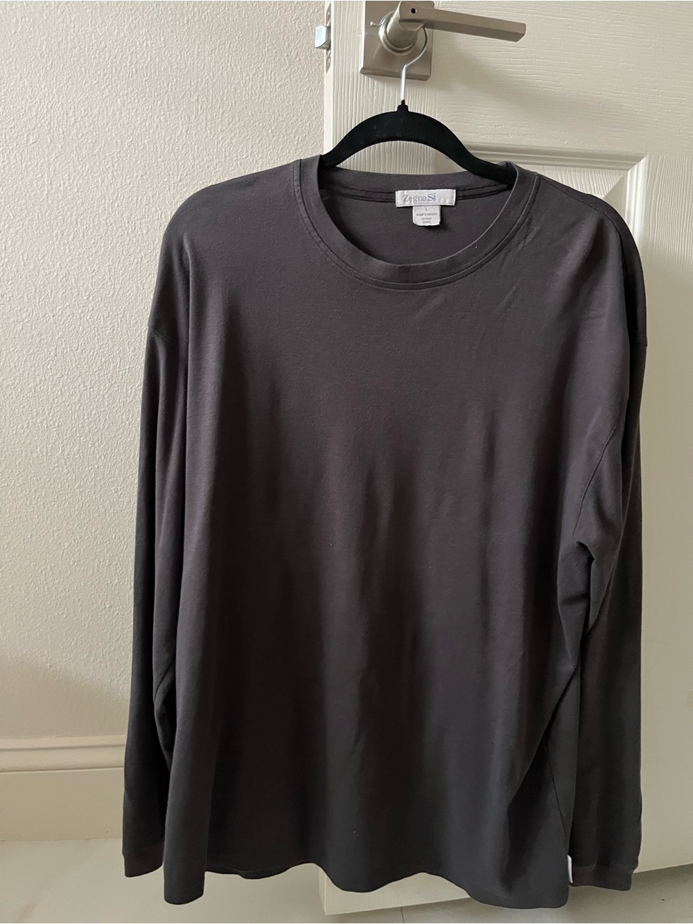Ermenegildo Zegna Sport  Long Sleeve Crewneck Shirt - Charcoal Large